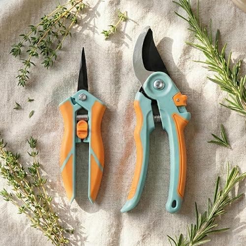 NEXON Garden Pruning Shears 2 Pack, 8" Bypass Hand Pruner & 6.25" Precision Garden Scissors, Professional Garden Clippers for Plants and Flowers - Image 1