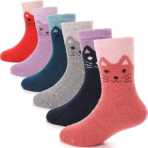 ANTSANG Kids Merino Wool Hiking Socks for Toddlers Boys Girls Warm Thick Thermal Crew Boot Heavy Cozy Gift Socks 6 Pairs - Image 1