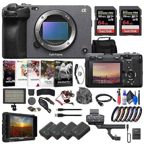 Sony FX3 Full-Frame Cinema Camera (ILME-FX3) + 4K Monitor + 2 x 64GB Card + Bag + 3 x NP-FZ100 Compatible Battery + LED Light + Card Reader + Corel Photo Software + Rode Compact Mic + More (Renewed) - Image 1