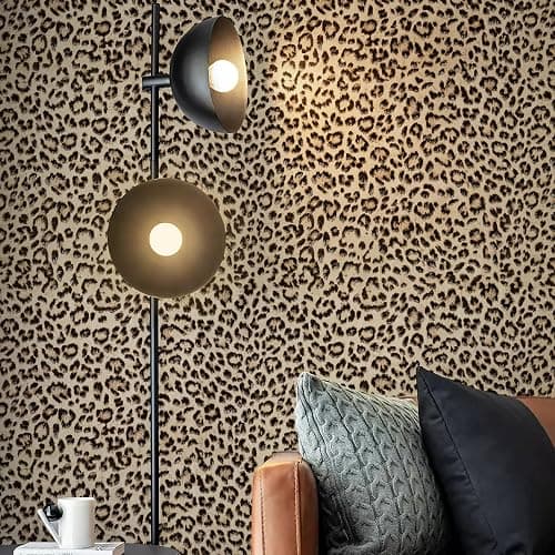 JiffDiff Leopard Print Peel and Stick Wallpaper, Waterproof Removable Self Adhesive Textured Wall Paper, Yellow Unique Funky Cheetah Contact Paper for Bedroom and Bathroom 240"X17.3"(28.8 sq. ft) - Image 1