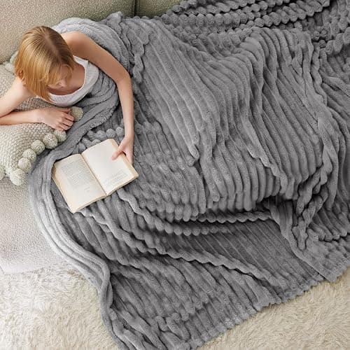 Bedsure Frost Gray Fleece Blanket for Couch - GentleSoft Cozy Soft Blankets for Women, Cute Small Throws for Girls, 108x90 Inches - Image 1