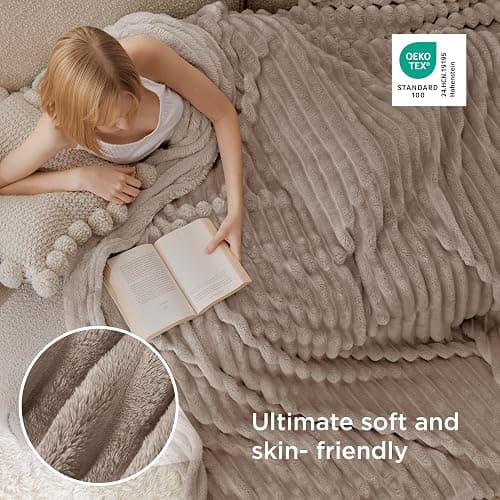 Bedsure Soft King Size Blankets for Bed Light Brown 108"x90" | Birthday Gifts for Women Mom Her, Warm Lightweight Cozy Fluffy Throw Blanket Sofa, Dorm Room Home Decor, Machine Washable - Image 1