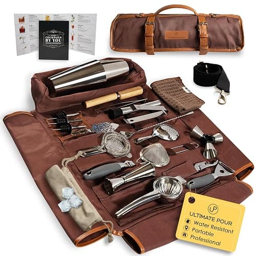 Professional Bartender Kit Travel Bag with Cocktail Shaker Set | Portable Bartending Mixology Bar Set with 18/28 oz Boston Shaker | Pro Bar Tools Perfect for Home, Bar, Parties, Beach, BBQ | 24 Pcs - Image 1