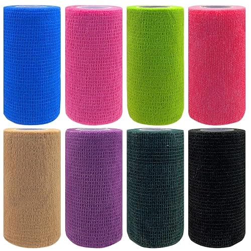 Self Adhesive Tape Wrap 8 Rolls,Non-Woven Self Adherent Vet Wrap Tape,10CM x 4.5M Cohesive Bandage Tape for Wrist & Ankle,Elastic Grip Cover (8colors-8Rolls(4inches)) - Image 1