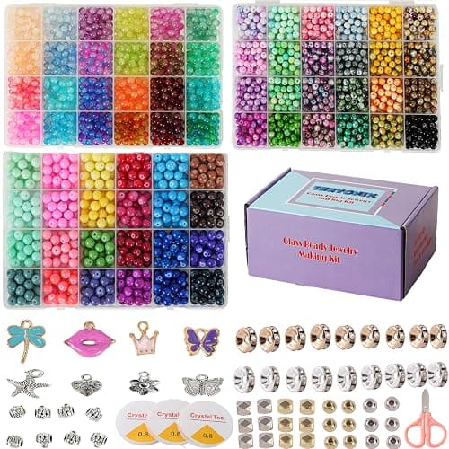 3000pcs 6mm Glass Beads DIY Craft Kit - Beads Bracelet Kit, DIY Beads Jewelry Kit, 72 Color Box Vibrant Beaded Supplies for Jewelry Making, Necklace Bracelet Crafting, String Art & Home Decor - Image 1