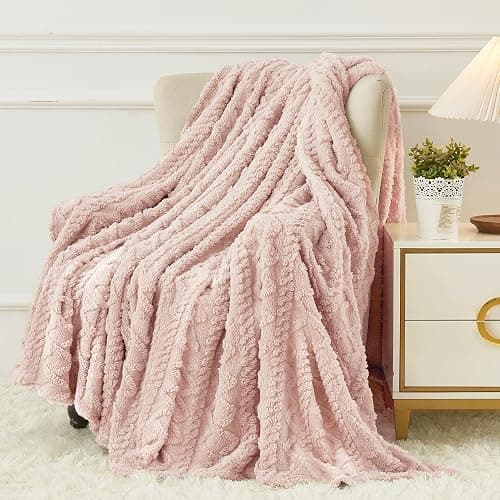 Aganear Flannel Throw Blanket - Cozy Soft Lightweight Fuzzy Portable Throw Blankets, Boho Decor for Home, Warm Gifts for Birthday, Christmas, Halloween, Housewarming(50"x60", Pink) - Image 1