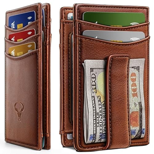 BULLIANT Magnetic Closure Slim Wallet-Genuine Leather Front Pocket Wallet for Men,RFID Blocking,Holds 12 Cards and Money Clip - Image 1