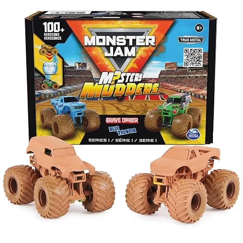 Monster Jam, Mystery Mudders 2-Pack Monster Trucks, Official 1:64 Die-Cast Vehicles, Wash to Reveal (Styles Will Vary), Kids Toys for Boys 3 and Up - Image 1