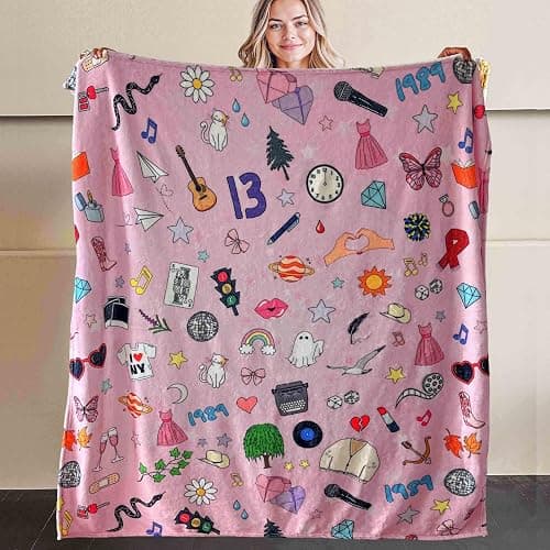 BELVED MIME Music Themed Blanket,Music Album Fleece Throw Blanket for Girls Teens,Taylor Inspired Blankets and Throws for Sofa Couch Bed,Gifts for Girls Women Music Singer Lovers Fans 60"x 50" - Image 1