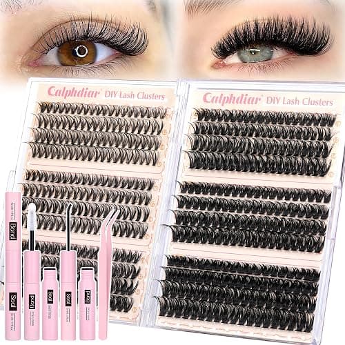 Lash Clusters Kit 30D-100D Wispy Eyelash Extension Kit 474pcs Individual Lashes 8-16MM Cluster Eyelash Extensions DIY Lash Extension Kit D-Curly Eyelash Clusters with Lash Bond and Seal Lash Tweezers - Image 1