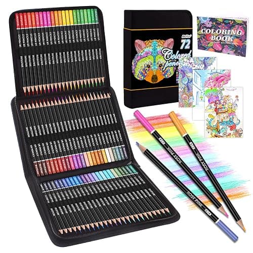 Melifluo 72 Colouring Pencils Set with Black Portable Zipper Bag. Professional Coloured Pencils Perfect for Adult and Artists Sketching, Shading and Doodling - Image 1