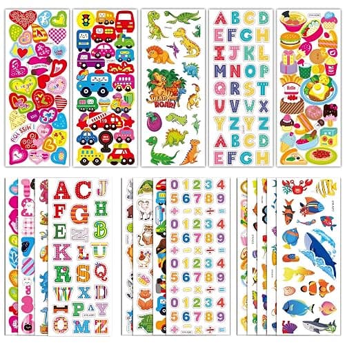 Stocking Stuffers for Kids - Puffy Stickers,3D Stickers for Kids Toddlers - 500+ Cute Stickers Pack,Christmas Crafts Games for Kids,2-4 Year Old Boy Girl Birthday Gift - Christmas Gifts for Grandkids - Image 1