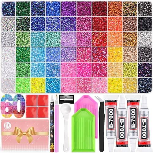 TINKRSTUFF 50000Pcs 60 Colors Jelly Rhinestones Bedazzling Kit | All-in-One Bedazzler Kit, Multicolors Gems, 4Pcs B7000 Jewelry Glue, Diamond Art Tools, for Shoes Books Crafts Nail Art - Image 1