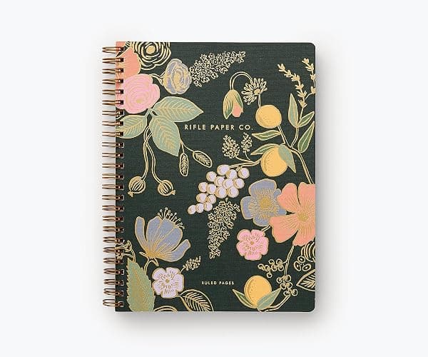 RIFLE PAPER CO. Colette Spiral-Bound Notebook, 150 Pages, Inner Storage Pocket Folders, Full Color Cover Features Metallic Gold Foil Accents. 8.25" L x 6.25" W - Image 1