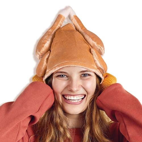 Kangaroo Thanksgiving Plush Roasted Turkey Hat for Adults - Turkey Head Costume Accessories for Thanks Giving - Silly Costumes Dress up Party Favors for Men and Women - Image 1