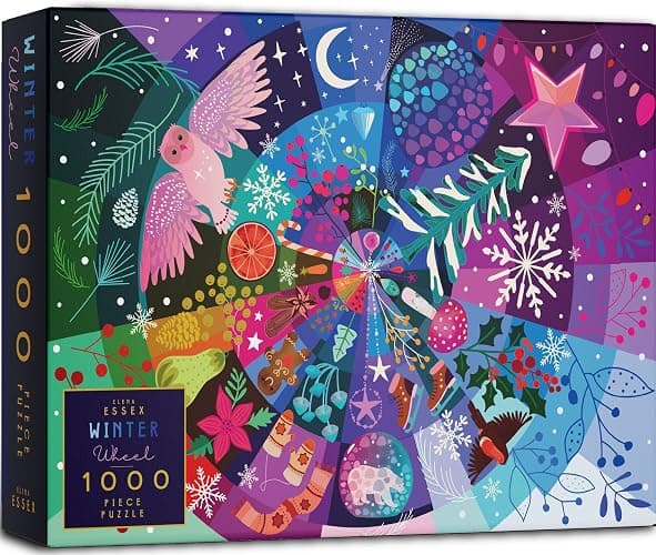 Elena Essex 'Winter Wheel' Puzzle for Adults 1000 Pieces, Christmas Puzzle 28" x 20", illustratded by Elena Essex, Thick & Sturdy Pieces, Challenging Activity for Adults, Unique Idea! - Image 1