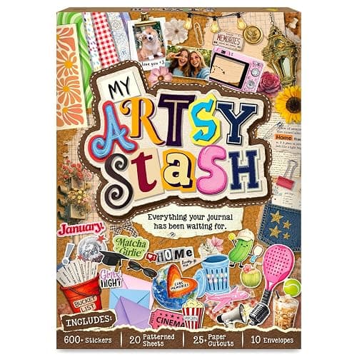 My Artsy Stash – Scrapbooking Kit, Journaling Kit & Junk Journal Supplies | For Teens, Tweens & Adults, 600+ Stickers & Cutouts, Patterned Paper, DIY Diary Decorating, Aesthetic Craft Gift Ages 10+ - Image 1