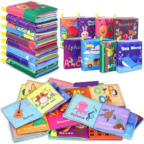 Baby Bath Books, Nontoxic Fabric Soft Baby Cloth Books, Early Education Toys, Waterproof Baby Books for Toddler, Infants Perfect Shower Toy, Kids Bath Toys Birthday Gift (Pack of 8) - Image 1