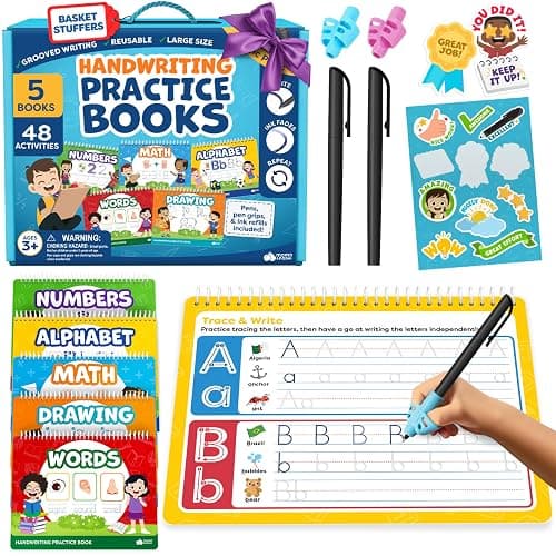 Magic Grooved Writing Practice for Kids Age 3-5 - Grooved Writing Books for Kids 3-5 - Handwriting Practice for Kids 5-7 - Preschool Tracing Books, Toys for 4 Year Old - Easter Gifts - Image 1