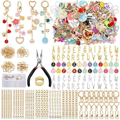 Wurosi 544Pcs Lip Gloss Keychain Making Kit with Charms, Including 24 Keychains Clips 30 Extender Chain 198 Charm Jewelry Plier, DIY Keychains Kit, for Keychain Making Supplies, Christmas Gifts - Image 1