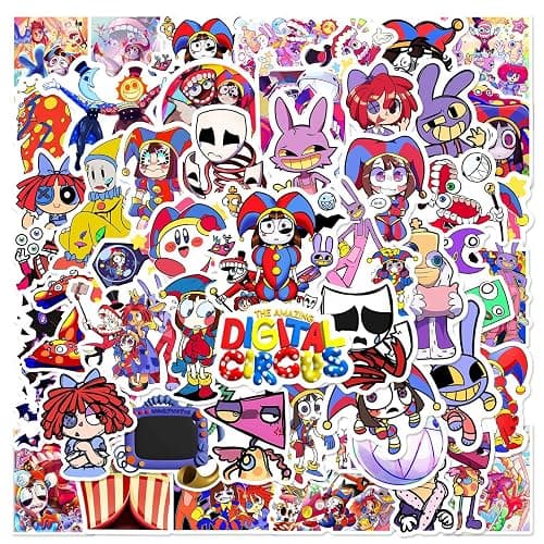 60Pcs The Amazing Digital Circus TADC Stickers | Waterproof Vinyl Decals for Laptop, Water Bottle, Journal, Phone Case, Scrapbook, Skateboard - Image 1