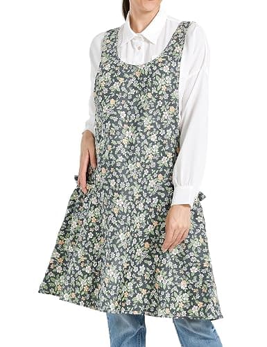 APRONNER Cozy Adjustable Cross Back Aprons for Women with Pockets Cotton Linen Cooking Kitchen Baking - Image 1