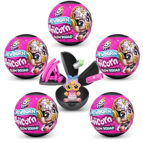 5 Surprise Unicorn Squad Series 6 Newborn Unicorn Glow Squad Mystery Collectible Capsule (5 Pack) - Image 1