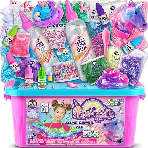 Fluffy Unicorn Slime Kit for Girls, FunKidz Cloud Slime Gift for Ages 6+ Kids Fun Slime Making Kit Awesome Craft Toy Birthday Present Ideas - Image 1