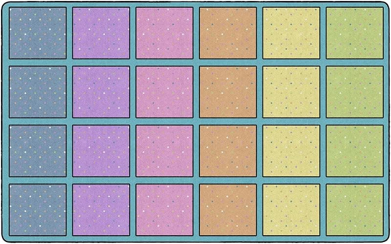 Flagship Carpets Happy Squares Educational Area Rug for Kids Room Seating Décor, Children's Classroom, Play Carpet for Teaching and Playroom, Seats 24, 7'6"x12', Blue & Multi Color - 7'6" x 12' (Rectangular) - Image 1