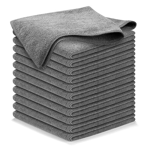 USANOOKS Microfiber Cleaning Cloth Grey - 12 Pcs (12.5"x12.5") - High Performance - 1200 Washes, Ultra Absorbent Microfiber Towel Weave Grime & Liquid for Streak-Free Mirror Shine - Car Washing Cloth - Pack of 12 - Gray - Image 1