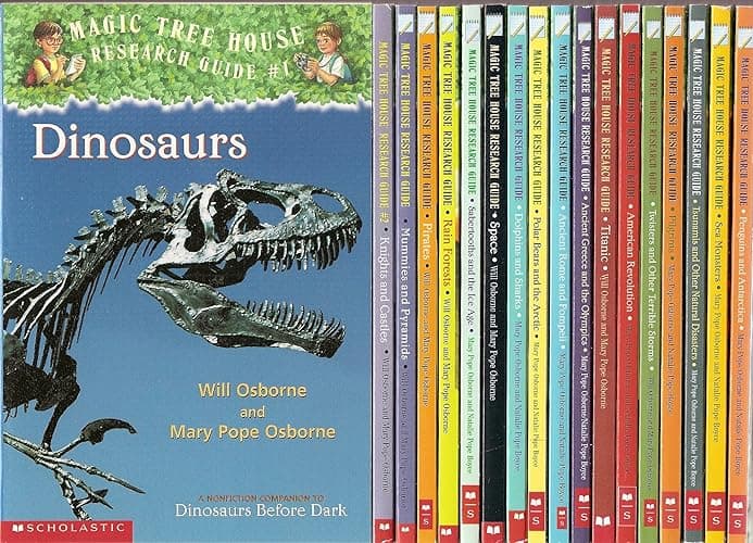 The Magic Tree House Research Guide 18-Book Set (American Revolution, Ancient Greece and the Olympics, Ancient Rome and Pompeii, Dinosaurs, Dolphins and Sharks, Knights and Castles, Mummies and Pyramids, Penguins and Antarctica, Pilgrims, Pirates, Polar Bears and the Arctic, Rain Forests, Sabertooths and the Ice Age, Sea Monsters, Space, Titanic, Tsunamis and Other Natural Disasters, and Twisters and Other Terrible Storms) - Image 1
