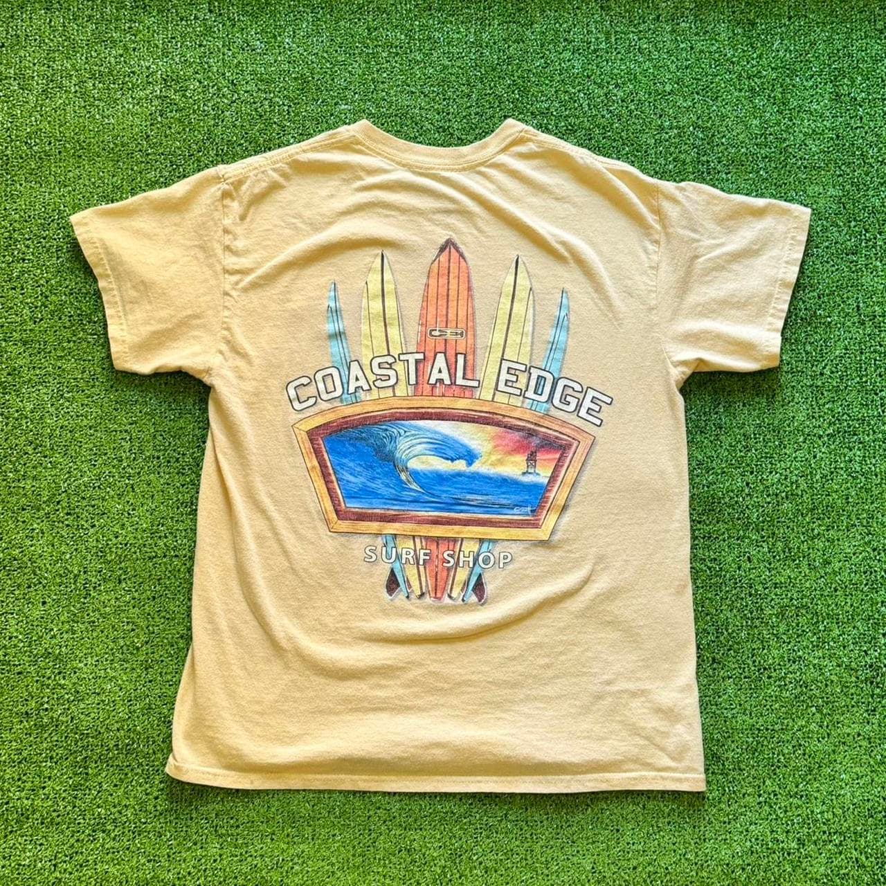 Vintage Yellow Coastal Edge Surf Shop t-shirt #surf... - Image 1