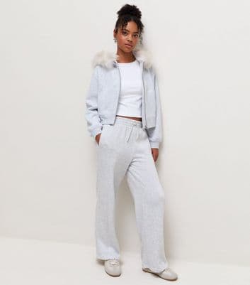 Girls Grey Seam Detail Wide Leg Joggers - Image 1