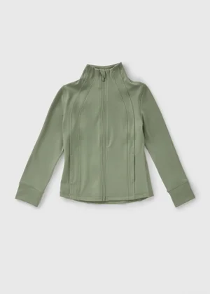 Girls Green Zip Sports Jacket (7-15yrs) - Image 1