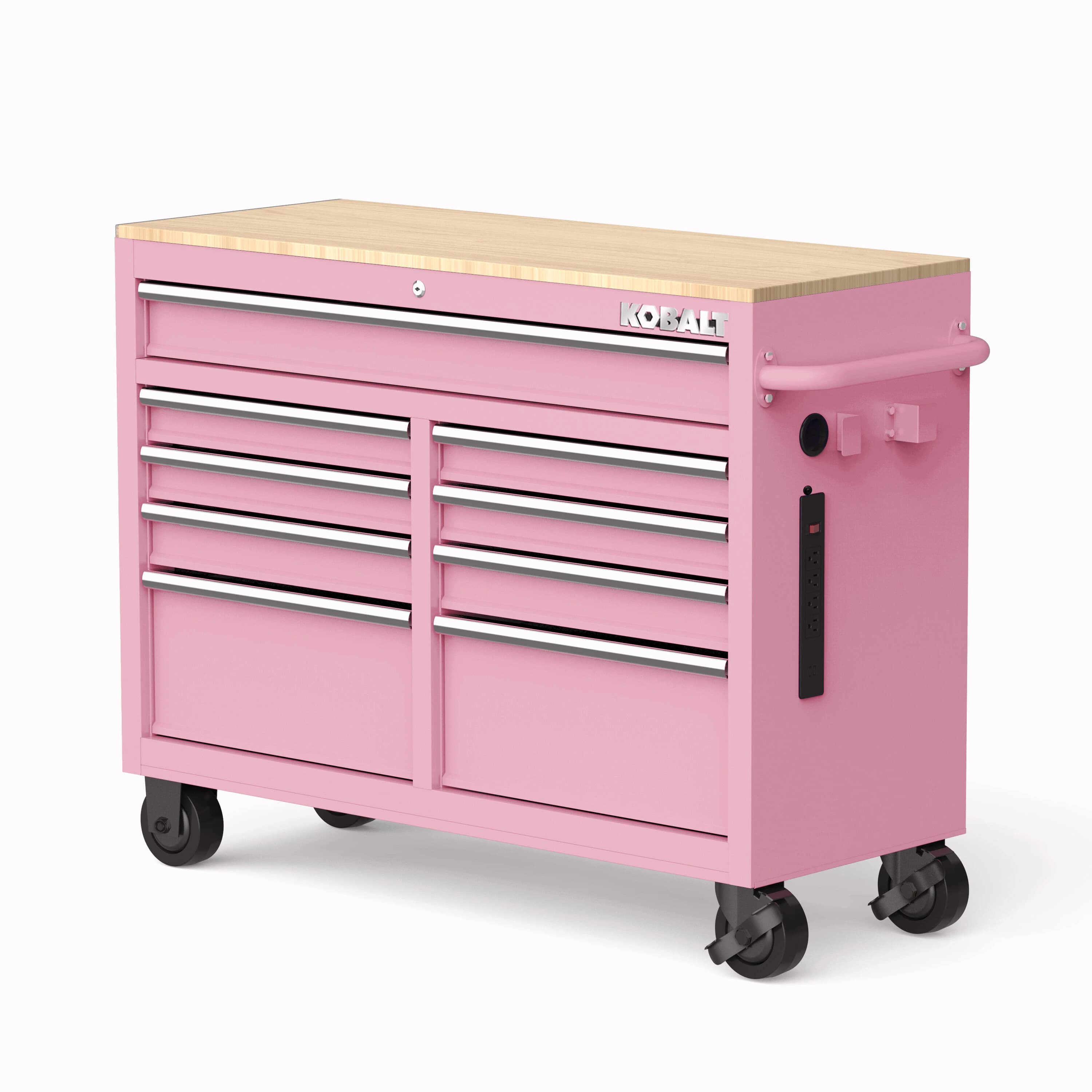 Kobalt 46.1-in L x 37.2-in H 9 -Drawers Rolling Pink Wood Work Bench - Image 1