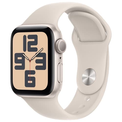 Refurbished (Good) - Apple Watch SE (GPS) 40mm Starlight Aluminum Case with Starlight Sport Band - Small / Medium | Best Buy Canada - Image 1