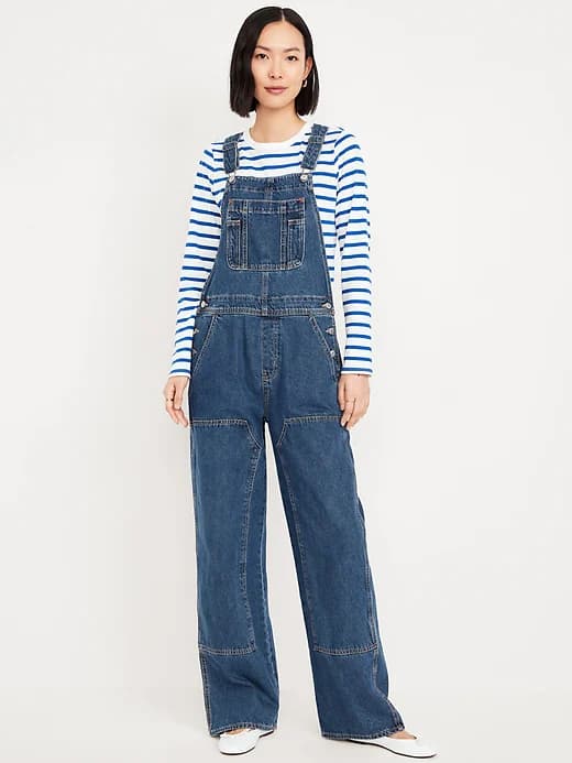 Baggy Wide-Leg Jean Overalls - Image 1