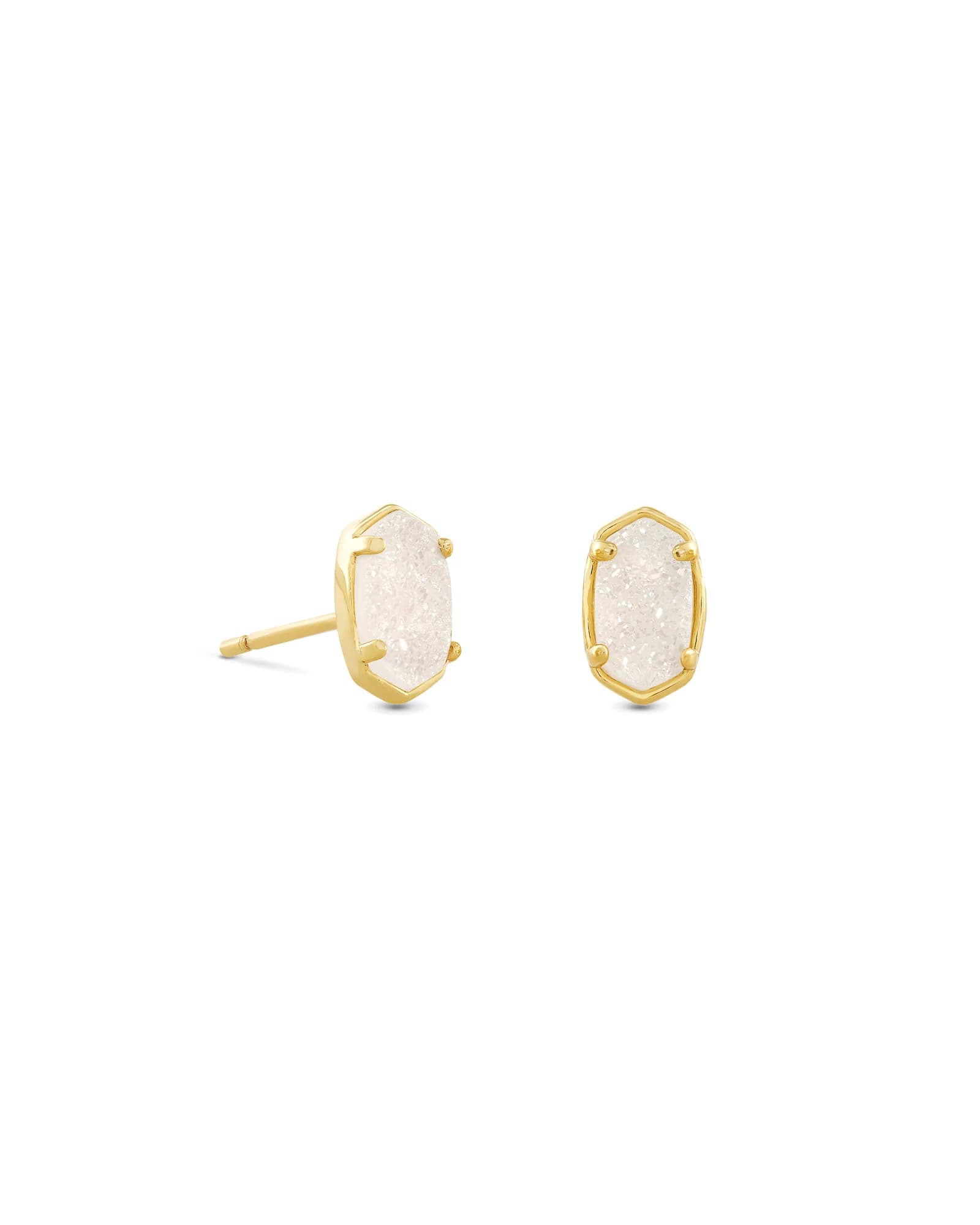 Emilie Gold Stud Earrings in Iridescent Drusy - Image 1