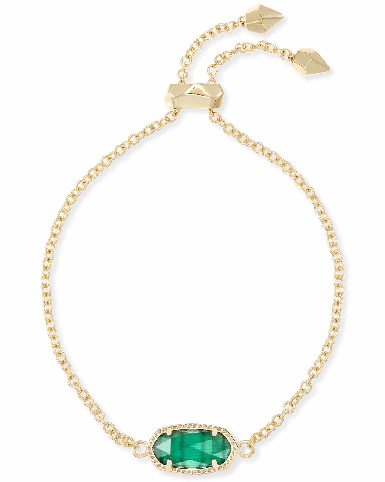Elaina Gold Adjustable Chain Bracelet in Emerald Cat’s Eye - Image 1