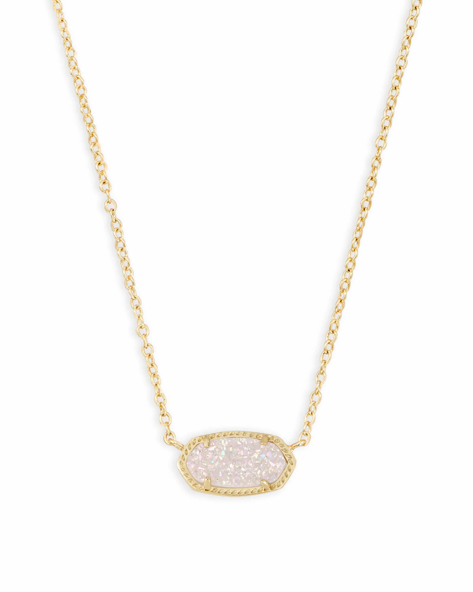 Elisa Gold Extended Length Pendant Necklace in Iridescent Drusy - Image 1