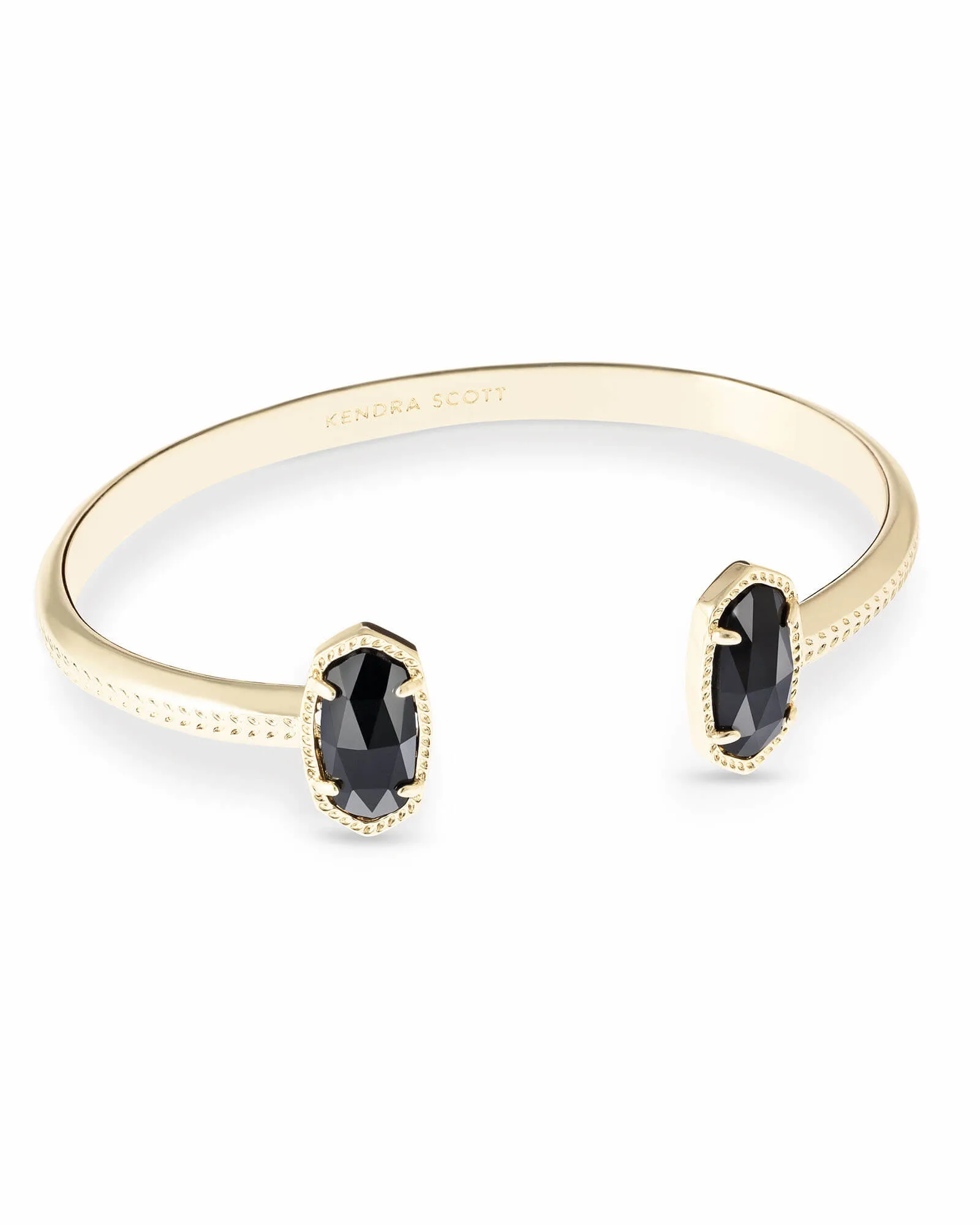 Elton Gold Cuff Bracelet in Black Opaque Glass - Image 1
