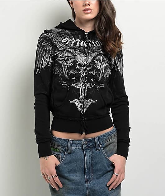 Affliction Death Eyes Black Zip Hoodie - Image 1