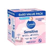 Curash Babycare Fragrance Free Wipes 6 x 80 - Image 1