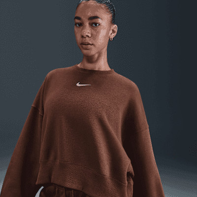 Nike Sportswear Phoenix Fleece Women's Over-Oversized Crew-Neck Sweatshirt - Fauna Brown/Sail - Size XS - Image 1