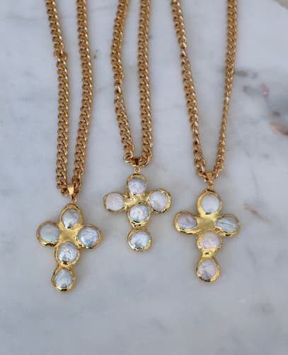 Chunky pearl cross necklace | lex Noel Jewels - Image 1