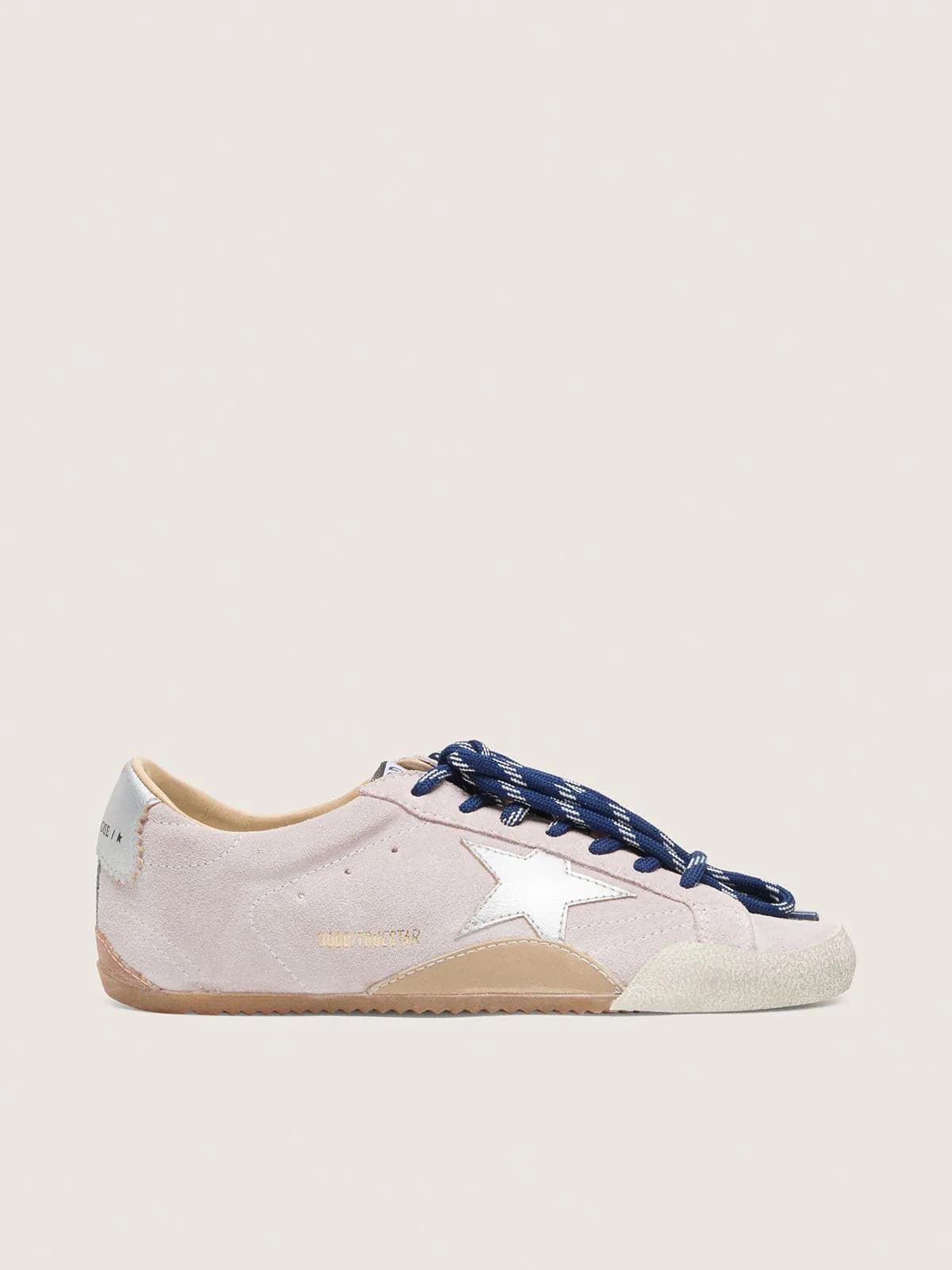 Women's True-Star in pastel pink suede with silver star and heel tab - Image 1