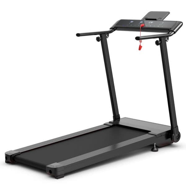 Tapis de Course/Marche Pliable 500W 12 Programmes Prédéfinis 0,8-9,6 Km/h Ecran Tactile LED 4 Touches de Raccourci Noir Support pour Ipad - Image 1