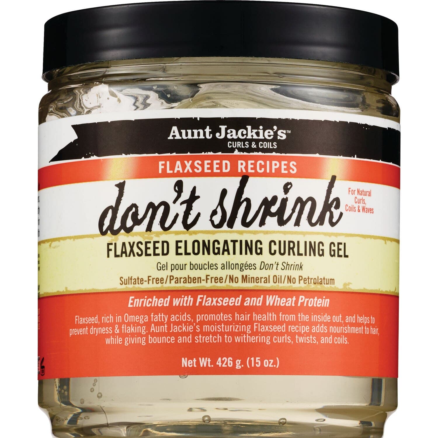 Aunt Jackie's Don't Shrink Flaxseed Elongating Curling Gel, 15 OZ - Image 1