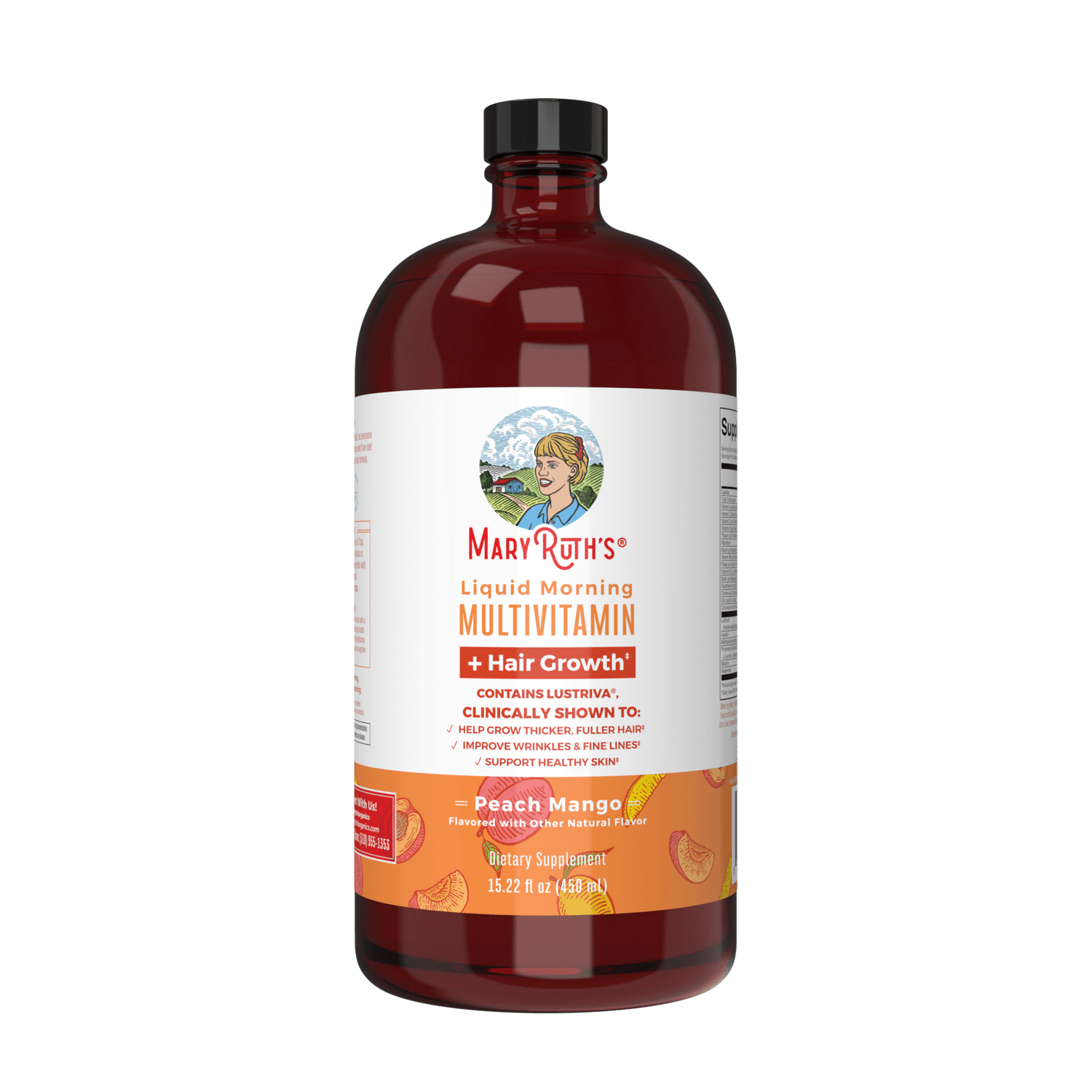 Maryruth's Liquid Morning Multivitamin, Peach Mango, 15.22 OZ - Image 1