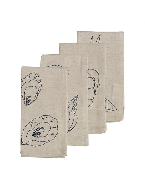 Ecology Feast Set Of 4 Napkins 45x45 Flax | David Jones - Image 1